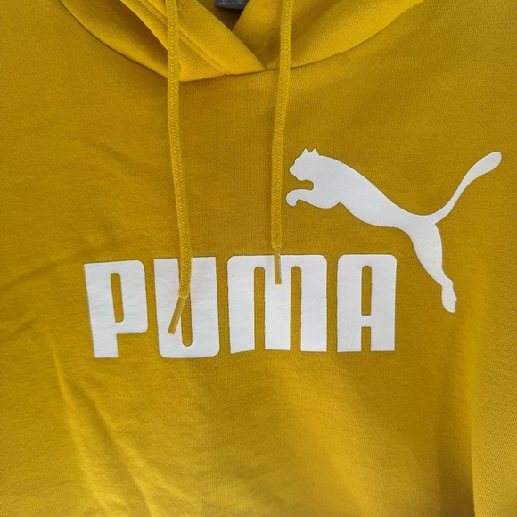 Puma Mustard Yellow Cropped Hoodie size L - Picture 3 of 6